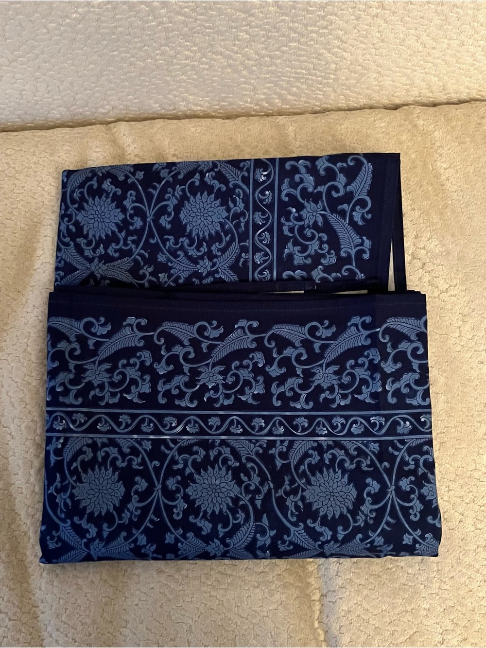 Furoshiki Japanese Cotton Wrapping Cloth Cover Blue Floral Square 39in